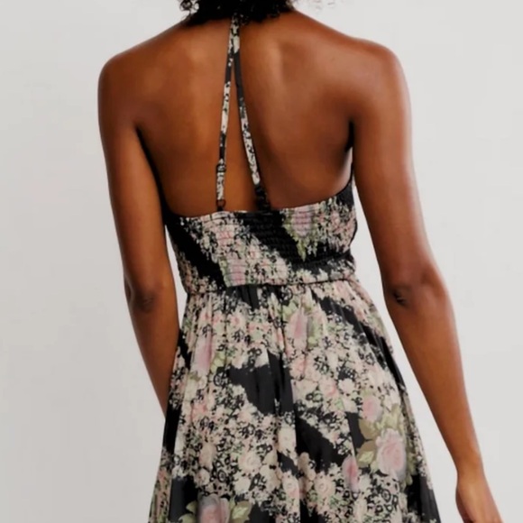 Free People Heat Wave Printed Maxi Dress Black Combo Size L Boho Floral - Picture 2 of 7